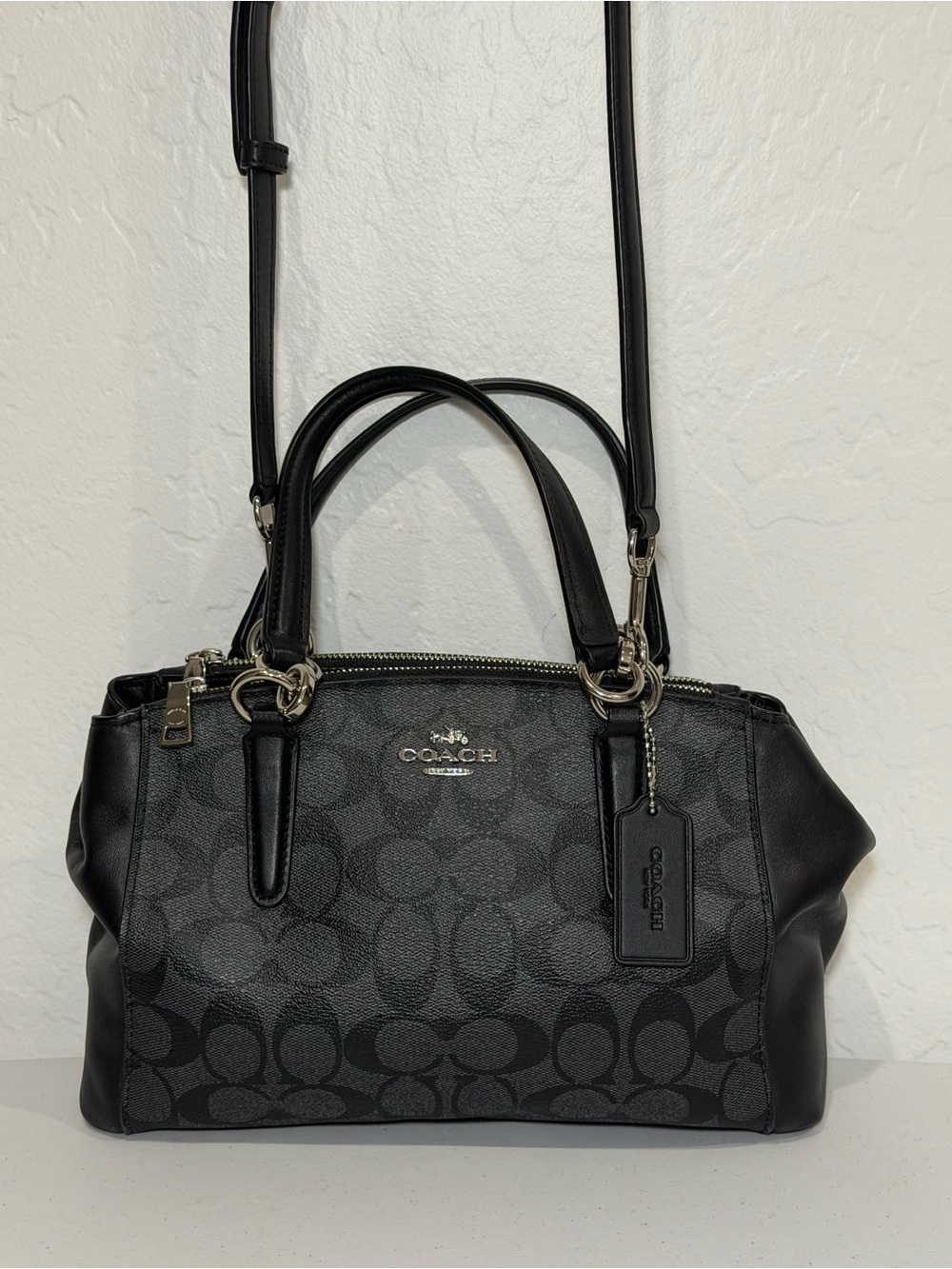 Coach Mini Christie Carryall Black Signature Satchel